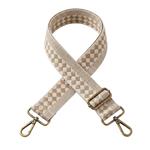 Correa para bolso intercambiable beige con estampado y mosquetones metálicos