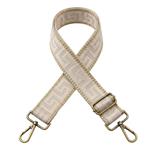 Correa para bolso intercambiable beige con estampado y mosquetones metálicos