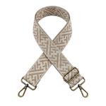 Correa para bolso intercambiable beige con estampado y mosquetones metálicos