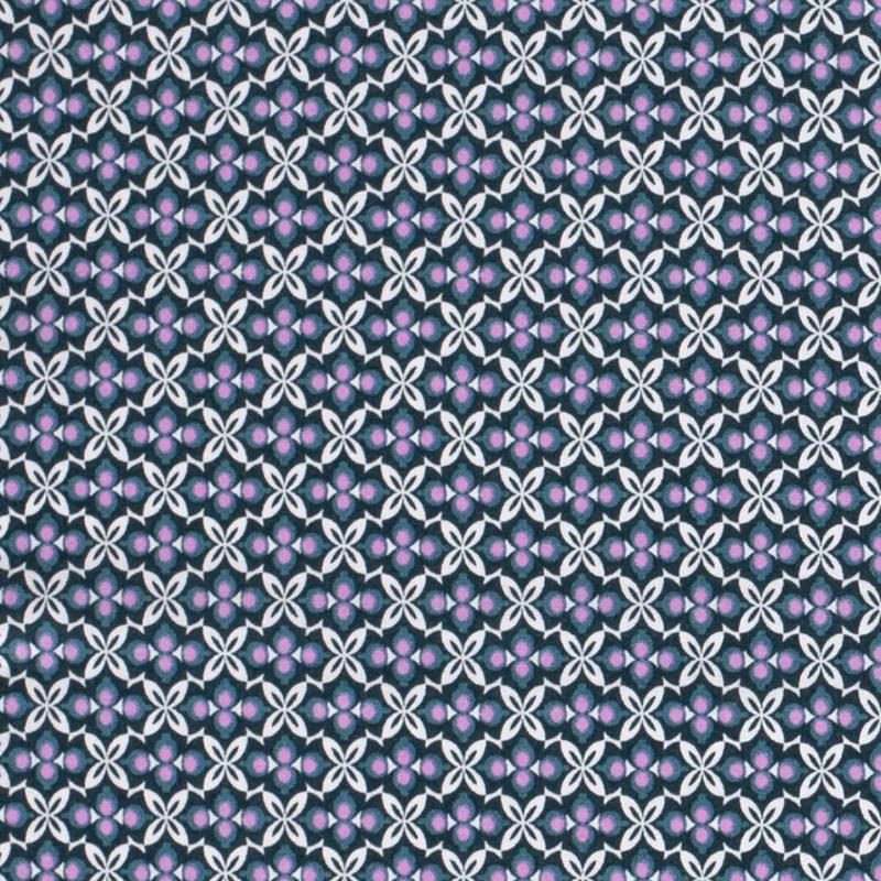 Tela azul petróleo estampada algodón 110 g/m2