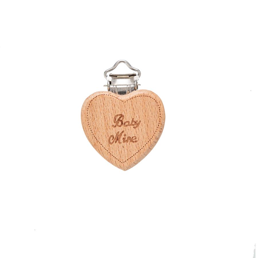 PINZA NIQUEL CORAZÓN MADERA 
