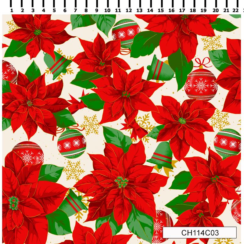 Tela algodón  Poinsetia - Nv - 23 - Marfil - B-FM - 1 metro  