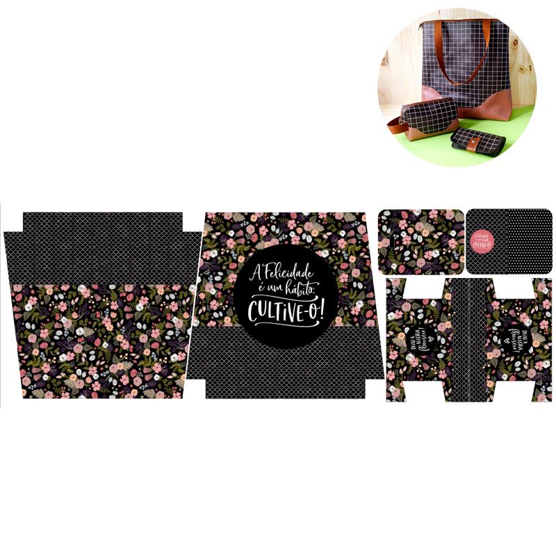 Panel de Bolso Floral Negro