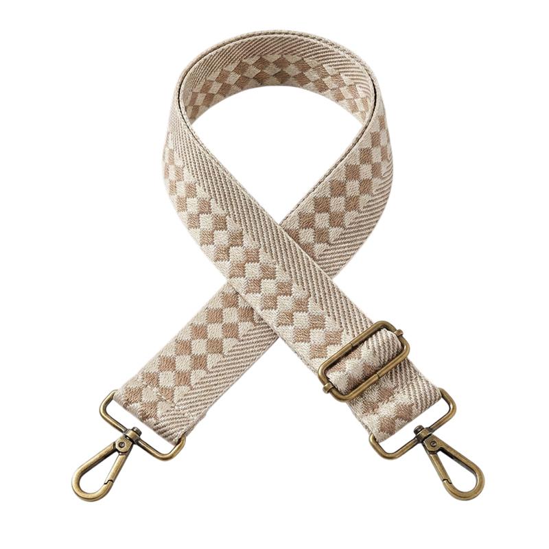 Correa para bolso intercambiable beige con estampado y mosquetones metálicos
