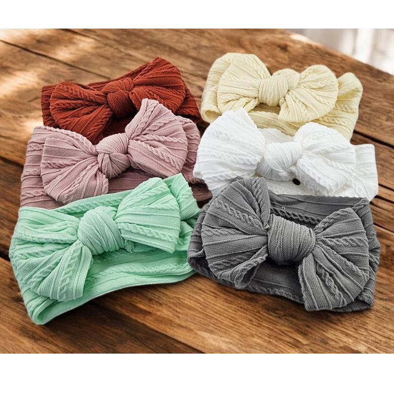 Turbante bebé de nylon con lazo 9x14 cm  Cinta elástica texturizada