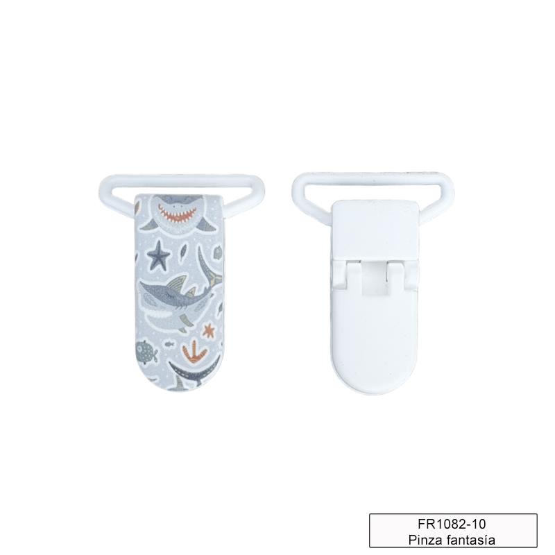 Pinza forma plástico chupetero - tiburon Gris