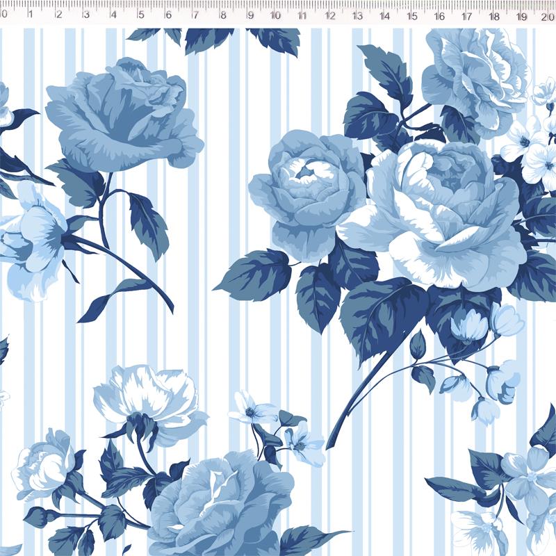 Tela algodón estampada - Colorful - Azul - B-FM - 