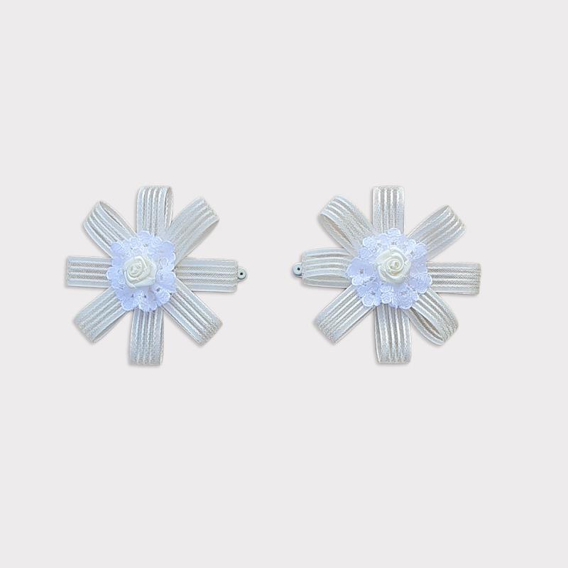 Ranita clip lazo rayas con flor 