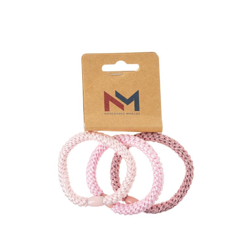 Pack 3 Coleteros Trenzados Elásticos en Tonos Rosas