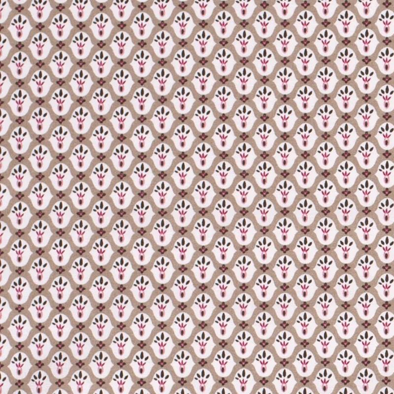 Tela beige estampada algodón 110 g/m2