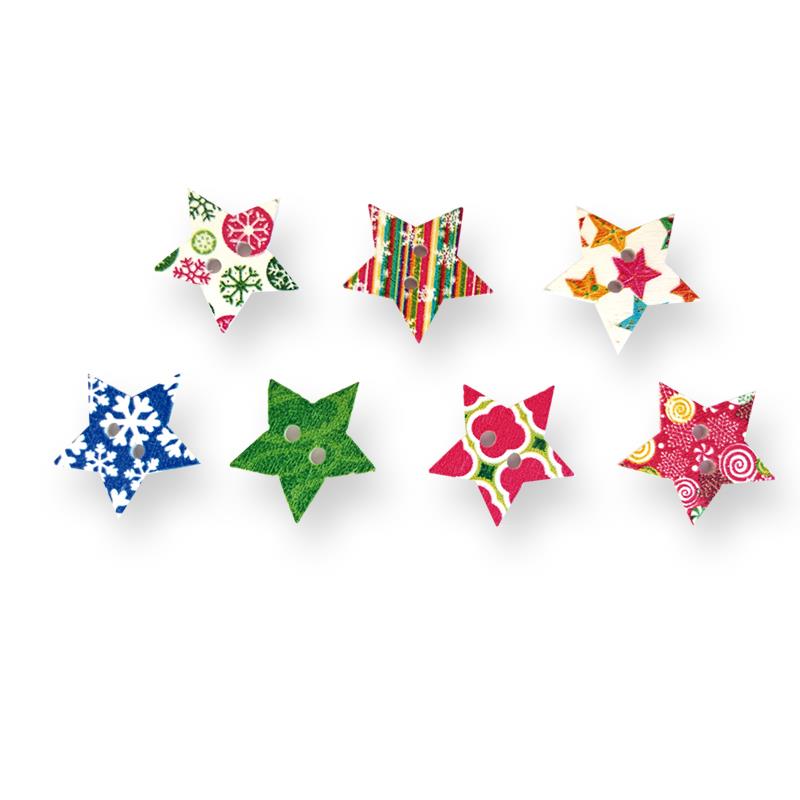 Botón madera 2 cm. estrella navidad