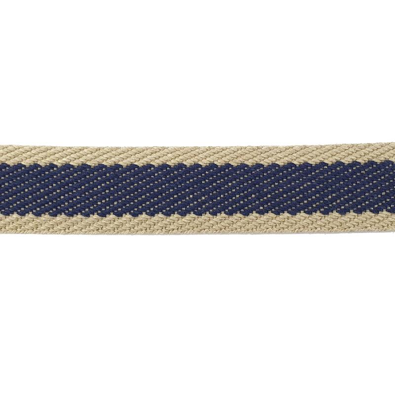 Cinta espiga rayas algodón 3 cm. - Marino