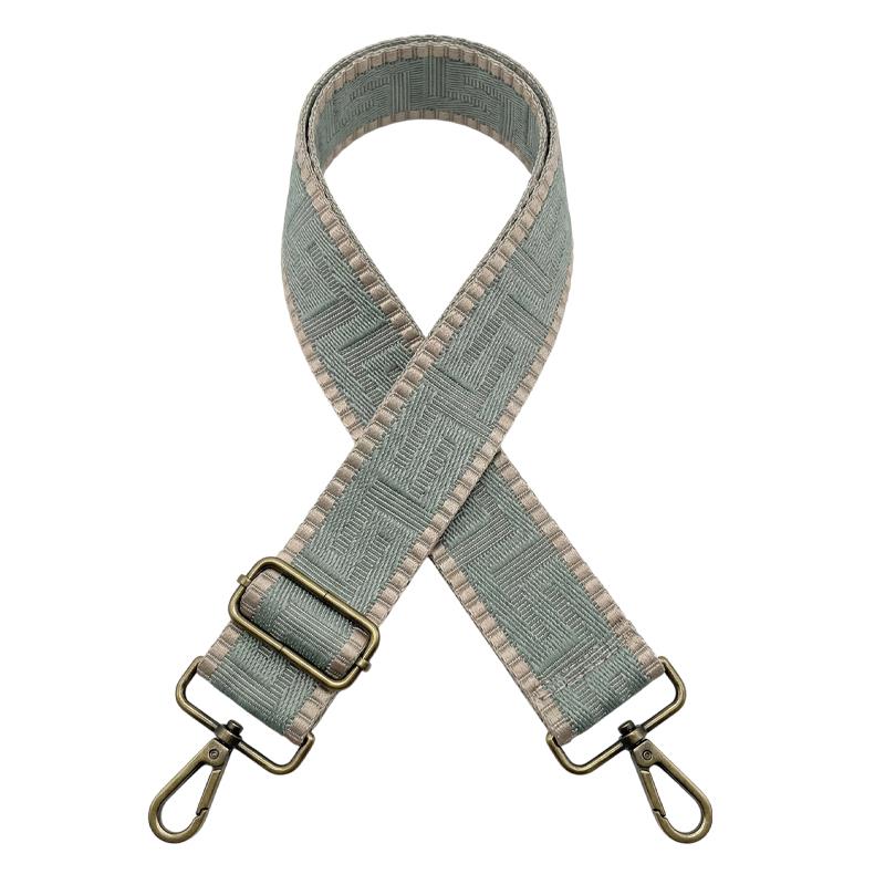 Correa para bolso intercambiable beige con estampado y mosquetones metálicos