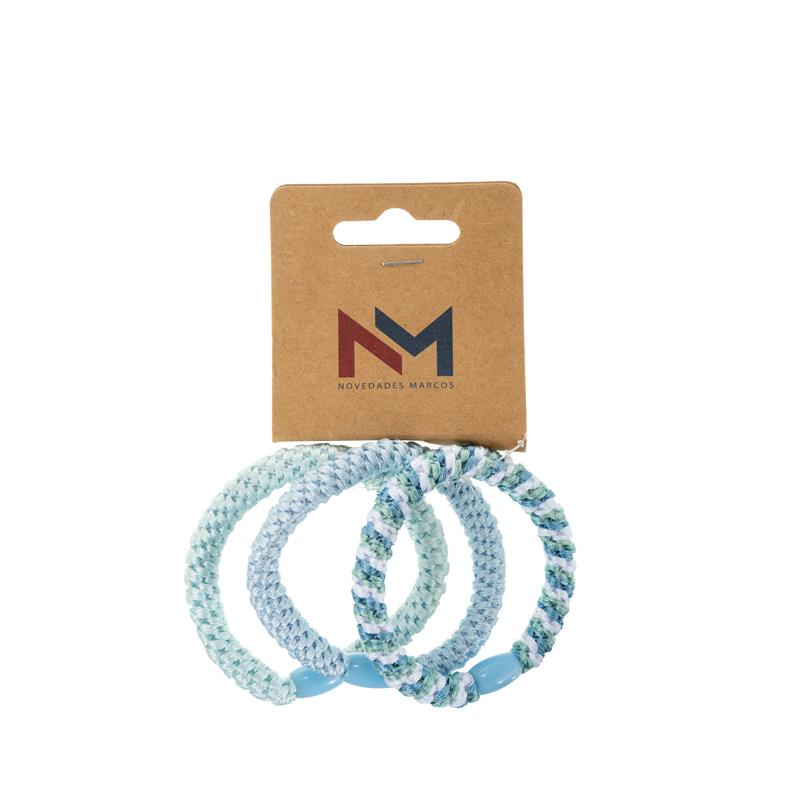 Pack 3 Coleteros Trenzados Elásticos en Tonos Celeste