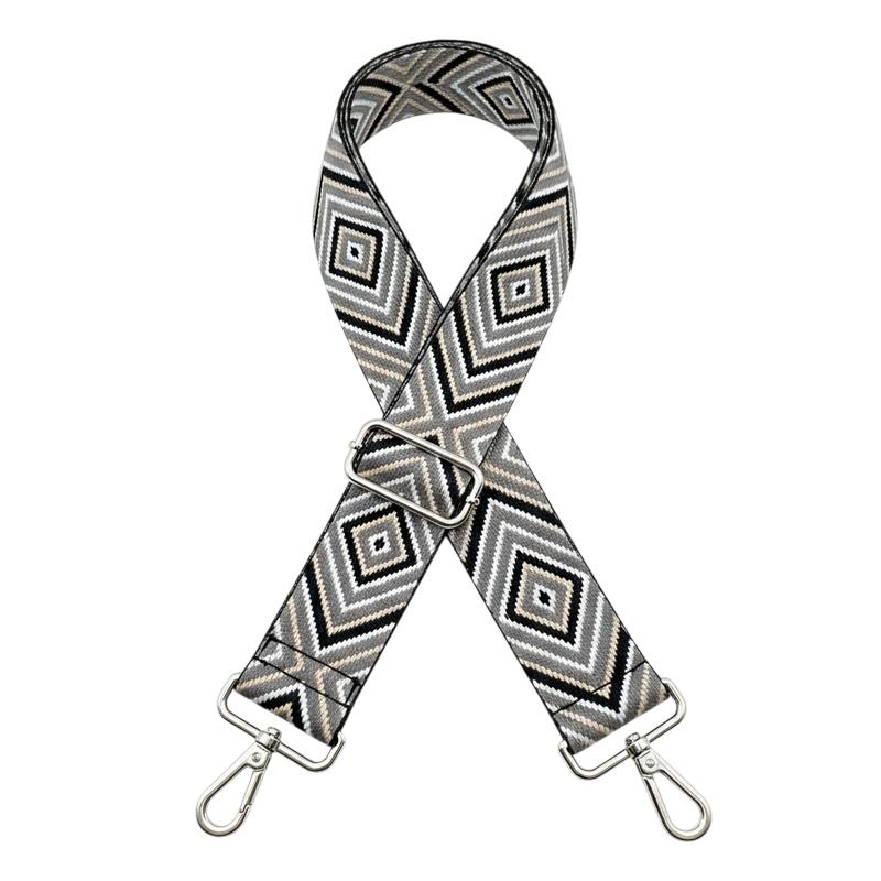 Correa para bolso intercambiable beige con estampado y mosquetones metálicos