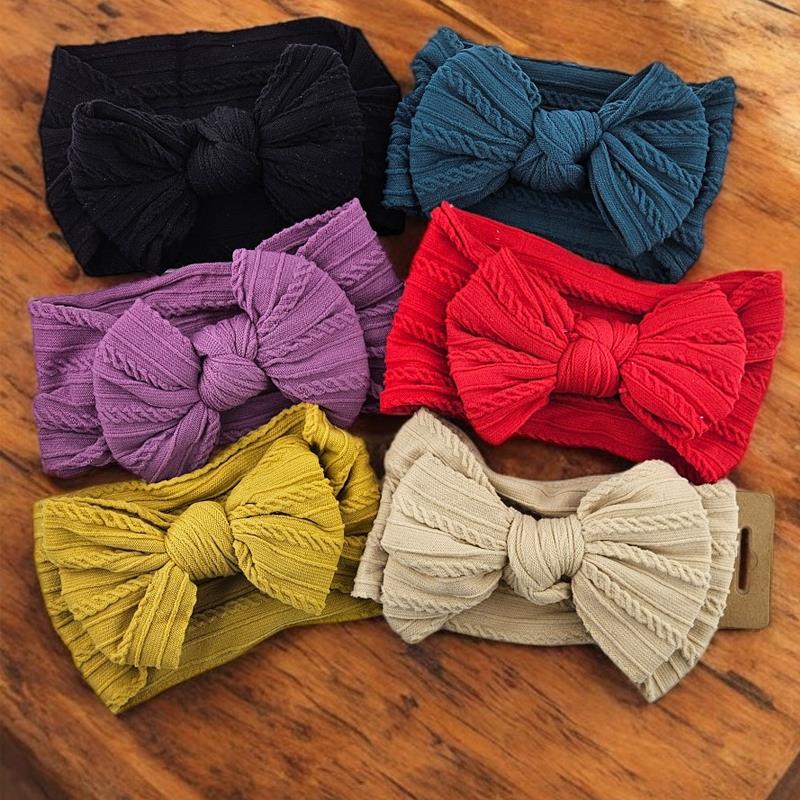 Turbante bebé de nylon con lazo 9x14 cm  Cinta elástica texturizada