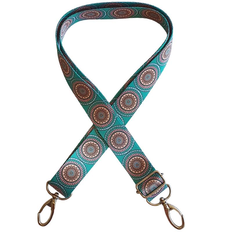 Asa bolso cinta estampada - Mandala Turquesa