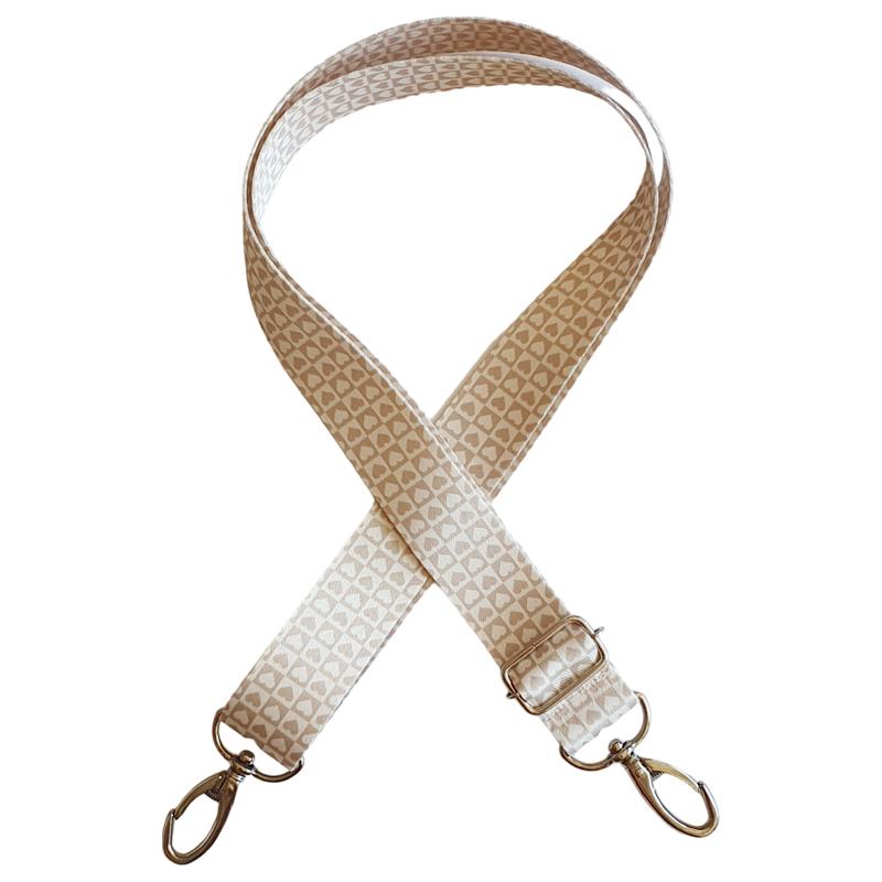 Asa bolso cinta estampada - Corazón Beige