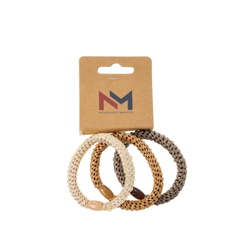 Pack 3 Coleteros Trenzados Elásticos en Marron
