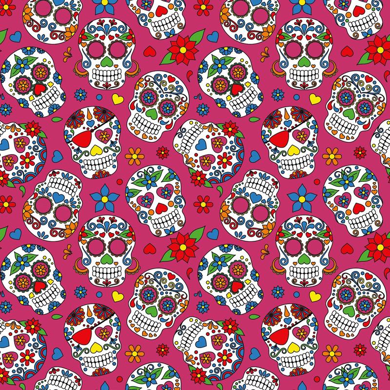 Tela algodón popelin estampado patchwork - Fucsia - 1 metro