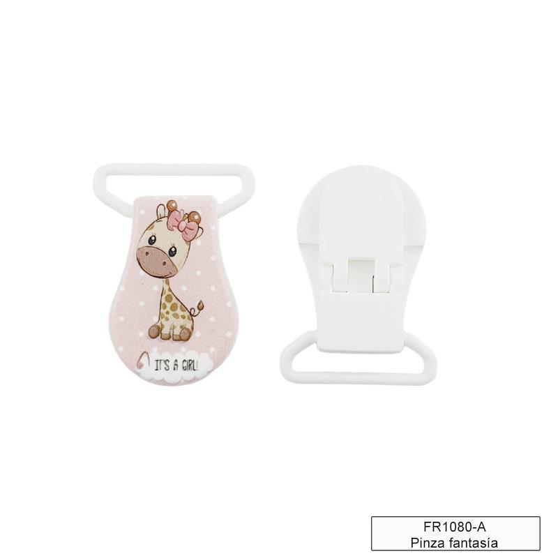 Pinza forma plástico chupetero - Girafa rosa 