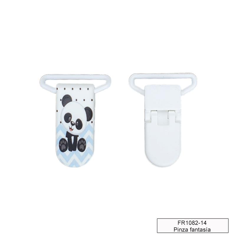 Pinza forma plástico chupetero - Panda Celeste