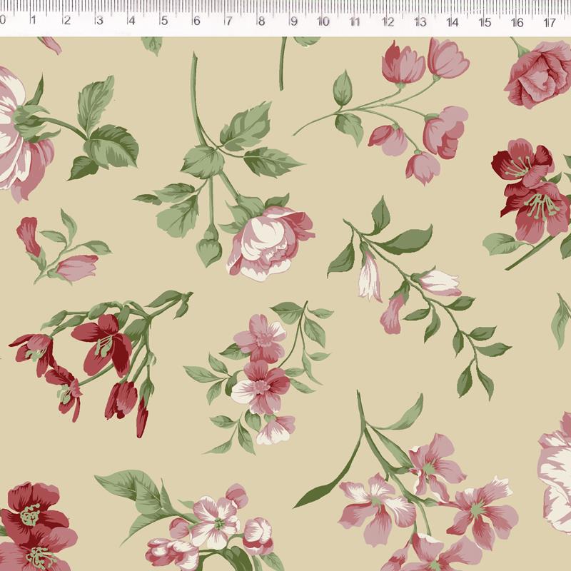 Tela algodón patchwork ROSES IN BLOOM - Beige - 1 metro 