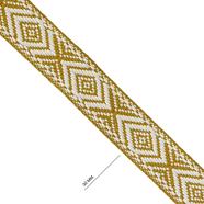 Cinta espiga étnica algodón 3 cm. - Mostaza + Blanco - 15 metros   | MC2127-106 | MODELOS CINTAS ETNICAS