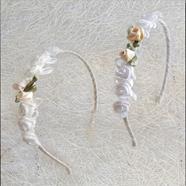 Diadema comunión fina grosgrain rosas y flores - 1 unid.  | DI0087