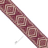 Cinta espiga étnica alg. 4 cm. - Granate+Beige - 15 metros | MC2138-002 | MODELOS CINTAS ETNICAS