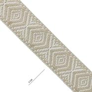 Cinta espiga étnica algodón 4 cm. - Beige+Marfil- 15 m.  | MC2138-006 | MODELOS CINTAS ETNICAS