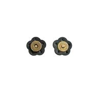 Botón iman coser 14 mm. + flor polipiel - Negro - 6 blister   | FR5041