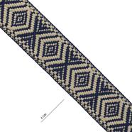 Cinta espiga étnica alg. 4 cm. - Marino+Beige - 15 m. | MC2138-003 | MODELOS CINTAS ETNICAS