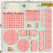 Tela algodón digistal. - Panel vamos a cocinar - Rojo - B-FM - 1 metro  | PAN17C01 | MAS MODELOS PANELES ALGODÓN