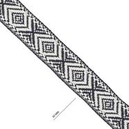 Cinta espiga étnica algodón 3 cm. - Gris + Blanco - 15 metros   | MC2127-005 | MODELOS CINTAS ETNICAS