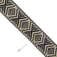 Cinta espiga étnica algodón 4 cm. - Negro+Beige - 15 metros | MC2138-001 | MODELOS CINTAS ETNICAS