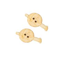 Botón madera forma lana + aguja - 2.5 cm. - 80 unid.  | FR0469