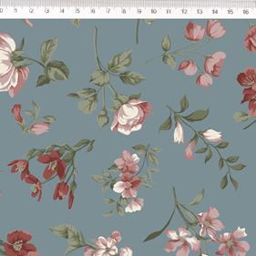 Tela algodón patchwork ROSES IN BLOOM - Azul - 1 metro    | 29051C02