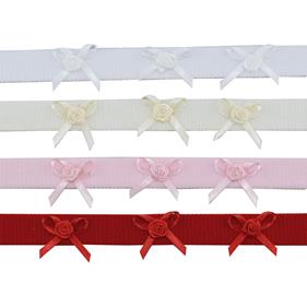 Turbante 1.5 cm. 3 lazos con flor - 10 unid.  | TU0093