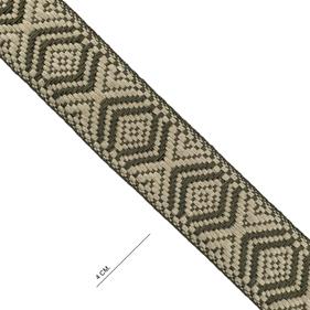Cinta espiga étnica alg. 4 cm. - Kaki+Beige - 15 m. | MC2138-011 | MODELOS CINTAS ETNICAS