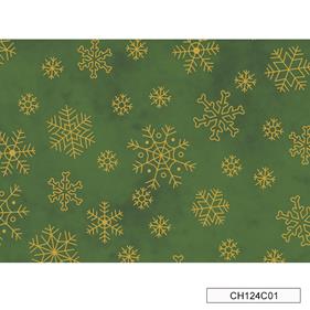 Tela algodón Navidad Copos - Nv - 23 - Verde - B-Fernando Maluhy - 1 metro      | CH124C01