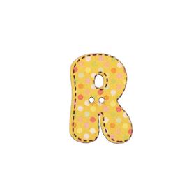 Botón madera - Letra R - 24 unid.  | FR2011-00R | ABECEDARIO BOTÓN MADERA