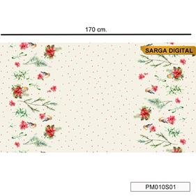 Tela Sarga digita Navidad MANTELES - Nv - 23 - Flores - B-Fernando Maluhy - 1 metro   | PM010S01