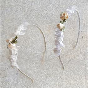 Diadema comunión fina grosgrain rosas y flores - 1 unid.  | DI0087