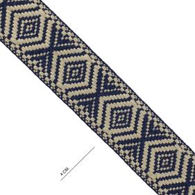 Cinta espiga étnica alg. 4 cm. - Marino+Beige - 15 m. | MC2138-003 | MODELOS CINTAS ETNICAS