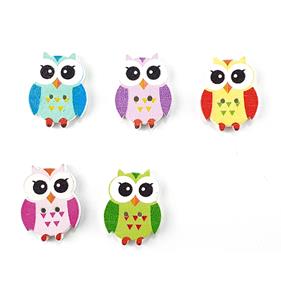 BOTÓN MADERA 20 MM. PINTADO BÚHO | FR0344