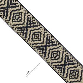 Cinta espiga étnica algodón 4 cm. - Negro+Beige - 15 metros | MC2138-001 | MODELOS CINTAS ETNICAS