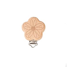 Pinza níquel + flor madera - 5 unid.   | FR2060 | MAS MODELOS PINZA + FORMA MADERA