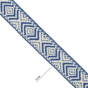 Cinta espiga étnica algodón 3 cm. - Tejano-Blanco - 15 metros  | MC2127-039 | MODELOS CINTAS ETNICAS