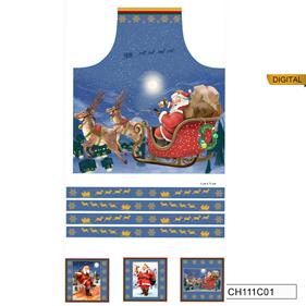 Tela digital Navidad DELANTAL - Nv - 23 - Azul - B-Fernando Maluhy - 1 metro       | CH111C01